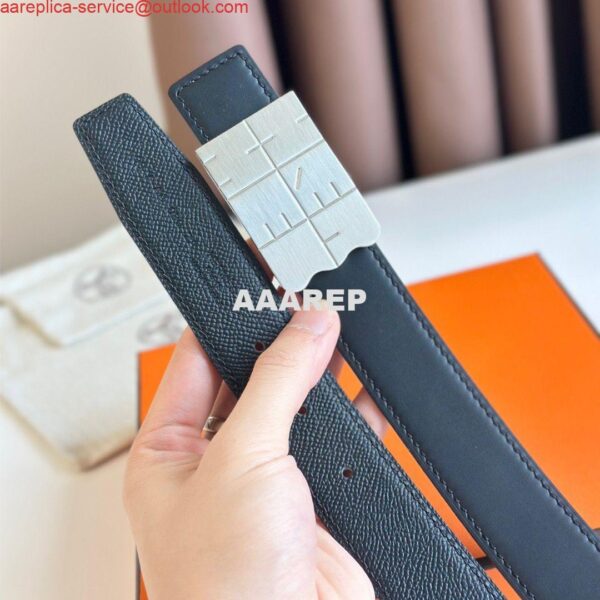 Replica Hermes Typo Reversible Belt 32MM in Black Epsom Calfskin 7