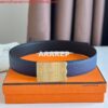 Replica Hermes Typo Reversible Belt 32MM in Gold Epsom Calfskin 2