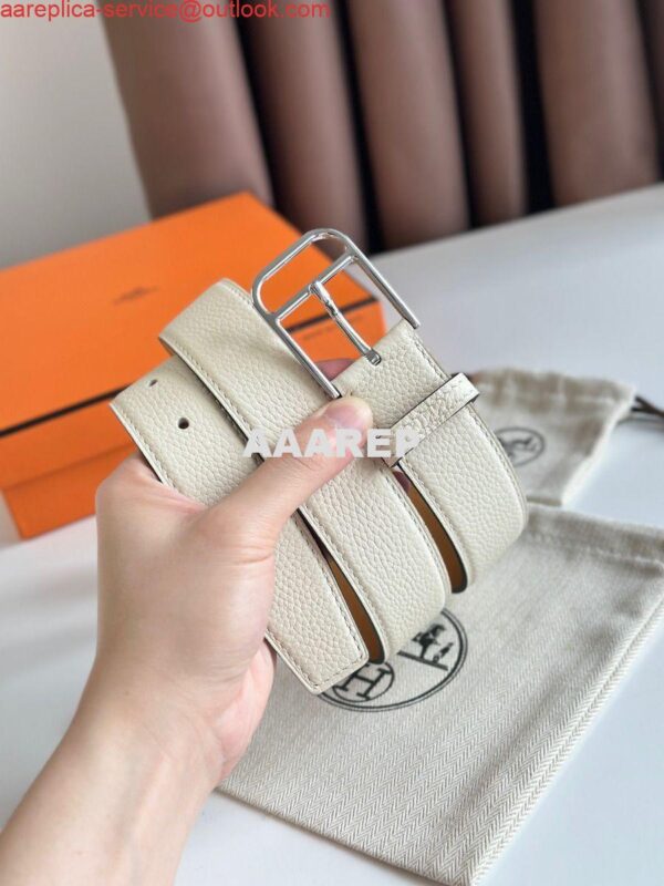 Replica Hermes Romain 35MM Belt in Craie Clemence Leather 5