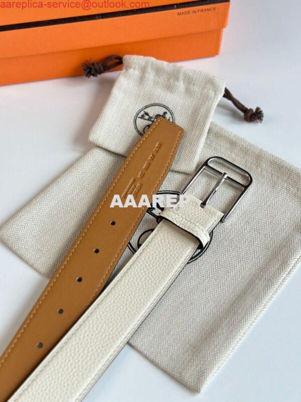 Replica Hermes Romain 35MM Belt in Craie Clemence Leather 8