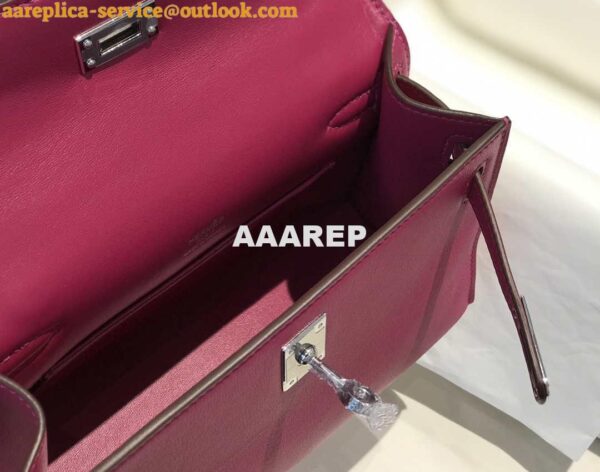 Replica Hermes Kelly Pouchette Swift Leather clutch bag Silver H230263 10
