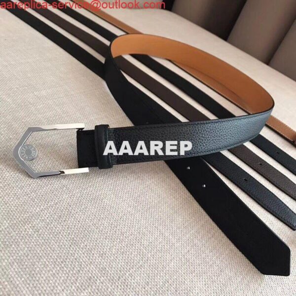 Replica Hermes Black Licol 40 MM Reversible Leather Belt 5