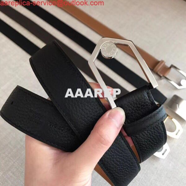 Replica Hermes Black Licol 40 MM Reversible Leather Belt 9