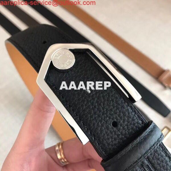 Replica Hermes Black Licol 40 MM Reversible Leather Belt 10