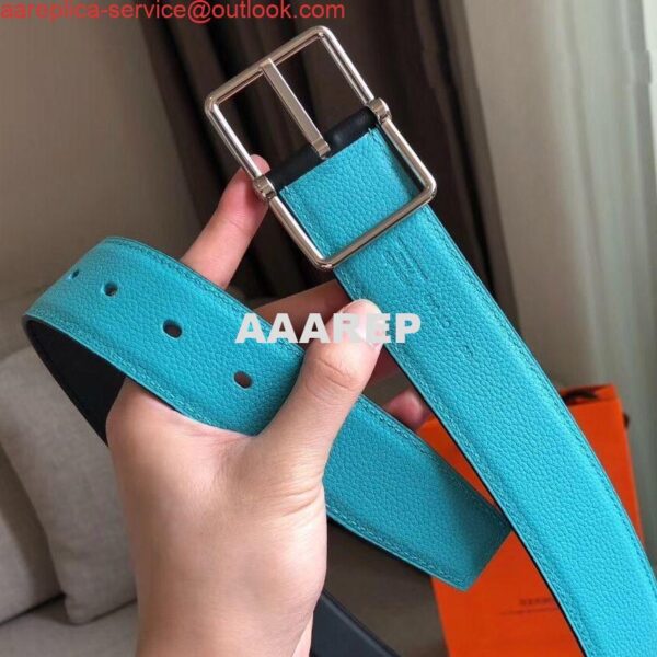 Replica Hermes Bleu Obscur Saddle 38MM Reversible Belt 3