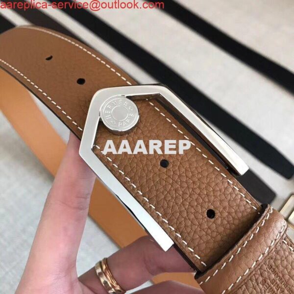 Replica Hermes Brown Licol 40 MM Reversible Leather Belt 8