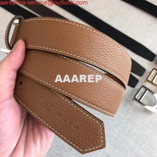 Replica Hermes Brown Licol 40 MM Reversible Leather Belt 10