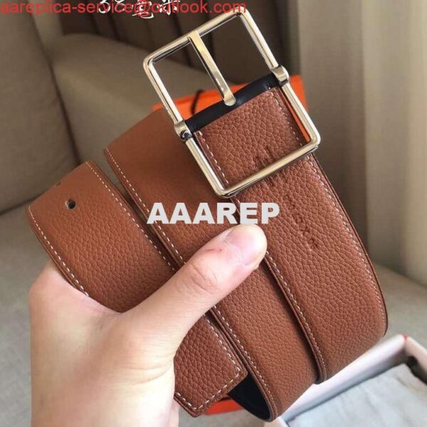 Replica Hermes Brown Saddle 38MM Reversible Belt 3