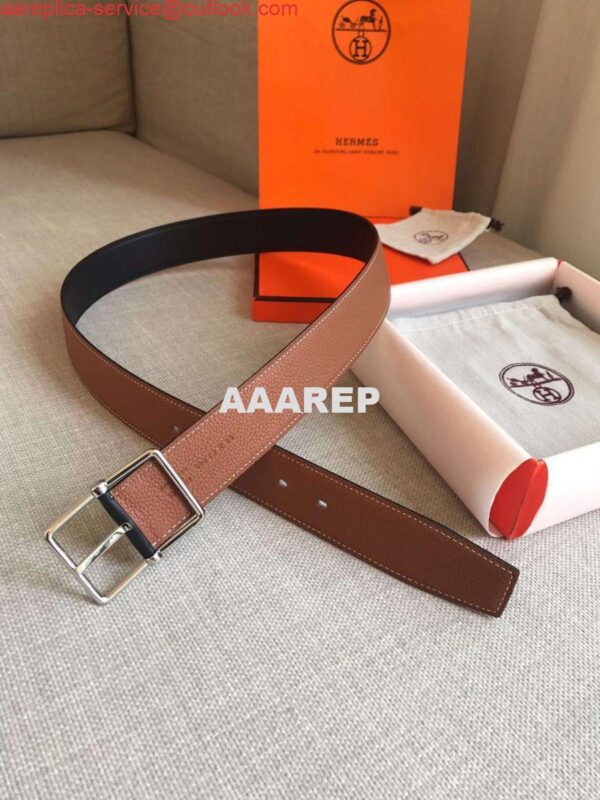 Replica Hermes Brown Saddle 38MM Reversible Belt 3