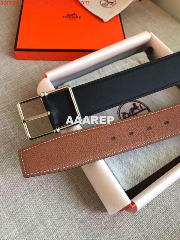 Replica Hermes Brown Saddle 38MM Reversible Belt 7