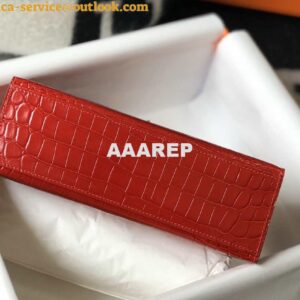 Replica Hermes Mini Kelly Pouchette Crocodile Leather H230235 Red 2