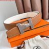 Replica Hermes Constance Reversible Belt 38MM in Gold Clemence Leather 2