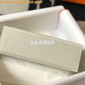 Replica Hermes Mini Kelly Pouchette Crocodile Leather H230239 White 2