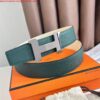 Replica Hermes Constance Reversible Belt 38MM in Grey Clemence Leather 2