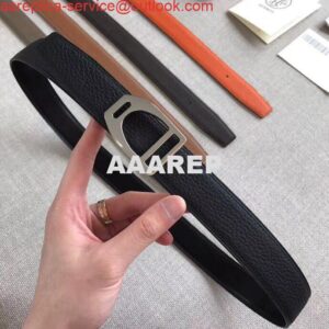 Replica Hermes Etrier Buckle Belt & Black Clemence 32 MM Strap 2