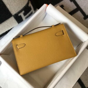 Replica Hermes Mini Kelly Pouchette Epsom Leather H230228 Yellow