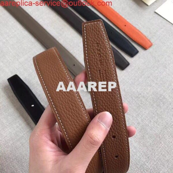 Replica Hermes Etrier Buckle Belt & Brown Clemence 32 MM Strap 8