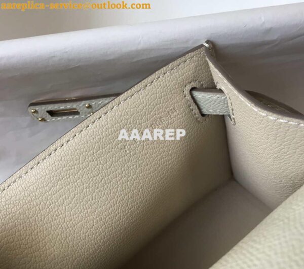 Replica Hermes Mini Kelly Pouchette Epsom Leather H230230 White 10