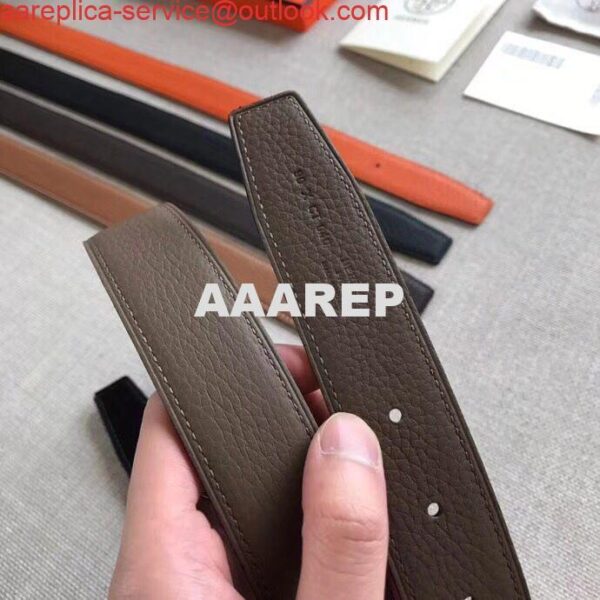 Replica Hermes Etrier Buckle Belt & Taupe Clemence 32 MM Strap 7