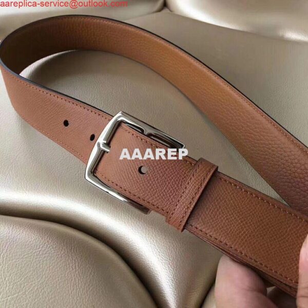 Replica Hermes Etriviere 40 Belt In Brown Epsom Leather 3