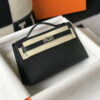 Replica Hermes Mini Kelly Pouchette Epsom Leather H230241 Black Gold 2