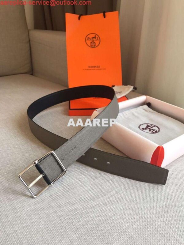 Replica Hermes Grey Saddle 38MM Reversible Belt 3