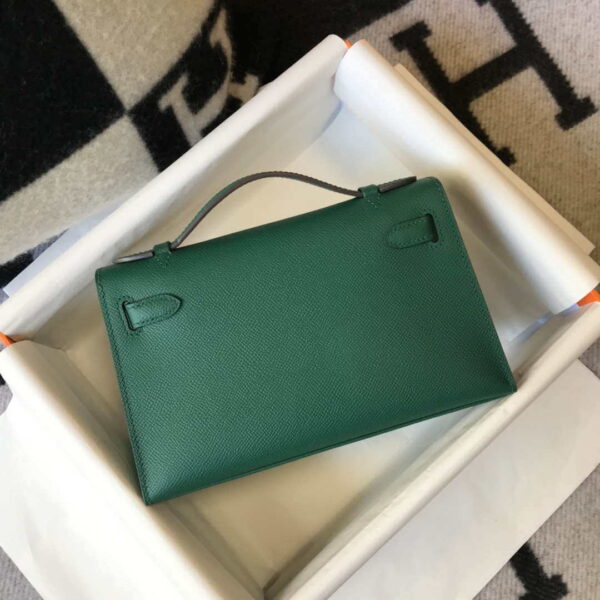 Replica Hermes Mini Kelly Pouchette Epsom Leather H230242 Green 3