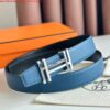 Replica Hermes H au Carre Reversible Belt 32MM in Chocolate Clemence Leather 2