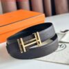 Replica Hermes H au Carre Reversible Belt 32MM in Blue Clemence Leather