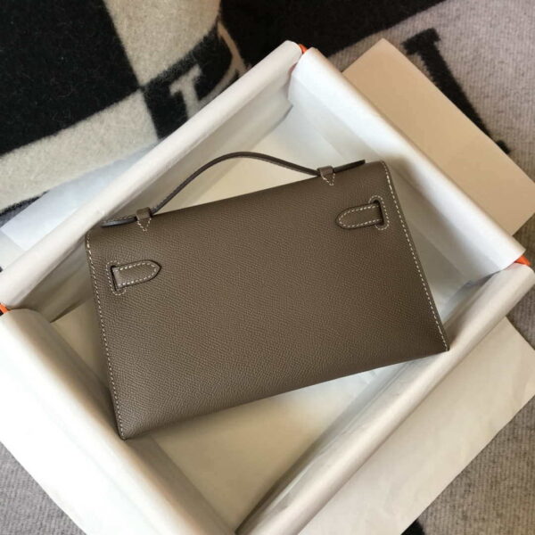 Replica Hermes Mini Kelly Pouchette H230223 Epsom Leather Elephant Grey 3