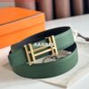 Replica Hermes H d'Ancre Reversible Belt 32MM in Black and Green Epsom Calfskin 2