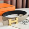 Replica Hermes H Reversible Belt 32MM in Black and Green Epsom Leather