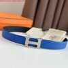 Replica Hermes H Reversible Belt 32MM in Blue Clemence Leather 2