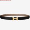 Replica Hermes Mini Constance 24mm Reversible Belt Taupe/White 2