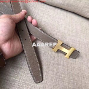 Replica Hermes Mini Constance 24mm Reversible Belt Black/Taupe 2