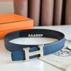 Replica Hermes H Reversible Belt 32MM in Chocolate Clemence Leather 2