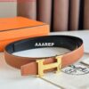 Replica Hermes H Reversible Belt 38MM in Black Epsom Leather 2