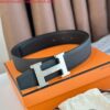 Replica Hermes H Reversible Belt 38MM in Blue and Gold Epsom Leather 2