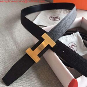 Replica Hermes Quizz 32mm Reversible Belt In Cafe Clemence Leather