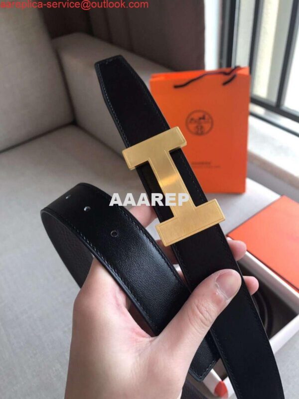 Replica Hermes Quizz 32mm Reversible Belt In Cafe Clemence Leather 3