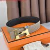 Replica Hermes H Reversible Belt 38MM in Blue Clemence Leather