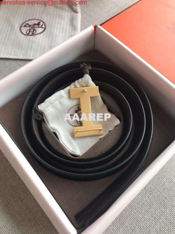 Replica Hermes Quizz 32mm Reversible Belt In Cafe Clemence Leather 6