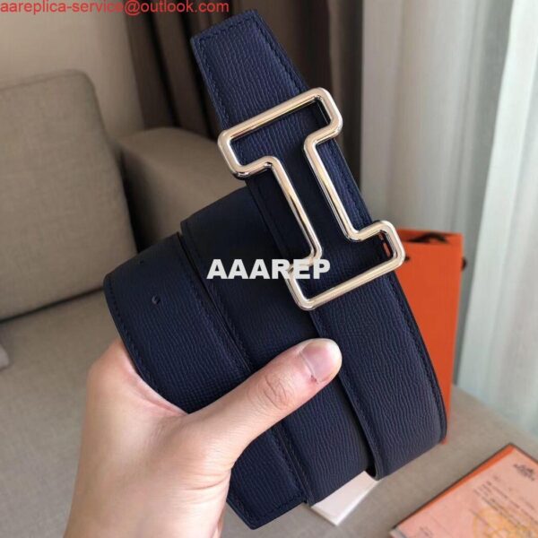 Replica Hermes Tonight 38MM Reversible Belt In Navy/Black Epsom Leather 3