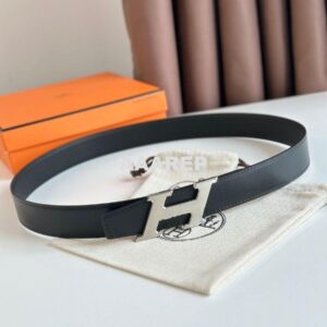 Replica Hermes H Speed Reversible Belt 32MM in Black Clemence Leather 2