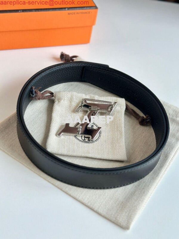 Replica Hermes H Speed Reversible Belt 32MM in Black Clemence Leather 6