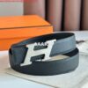 Replica Hermes H Speed Reversible Belt 32MM in Black Clemence Leather