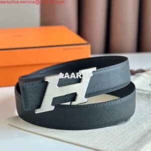 Replica Hermes H Speed Reversible Belt 32MM in Black Epsom Calfskin