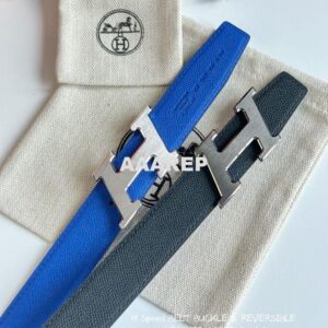 Replica Hermes H Speed Reversible Belt 32MM in Blue and Green Epsom Calfskin 2