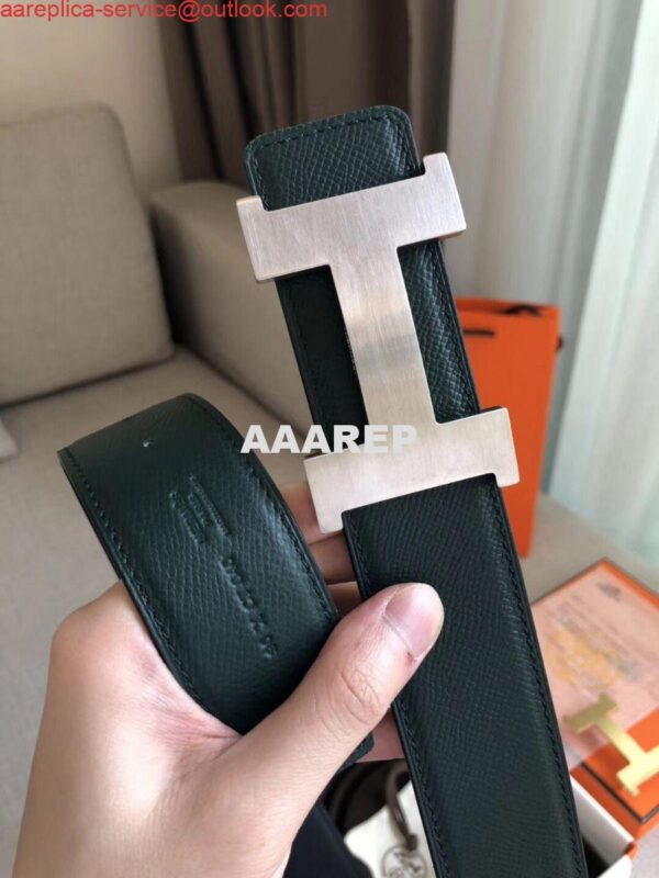 Replica Hermes Constance 2 Belt Buckle & Black/Green Epsom 42MM Strap 5