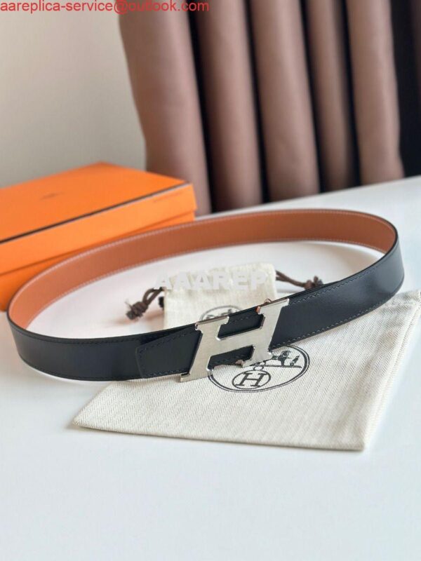 Replica Hermes H Speed Reversible Belt 32MM in Gold Clemence Leather 2